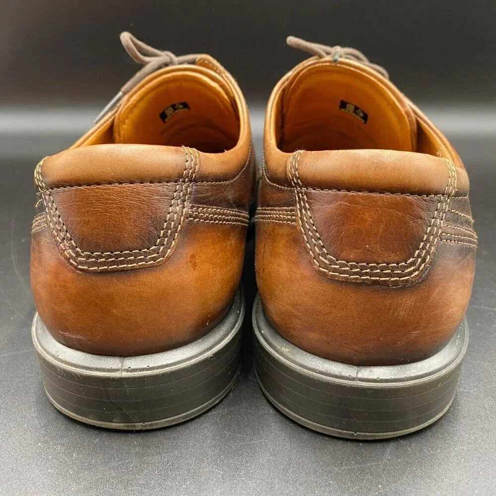 Ecco Leather Brown Lace-Up Extra Wide Shoes Men's Size 44/U.S. 10.5